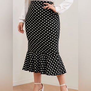 Polka Dot Black & White Flare Skirt